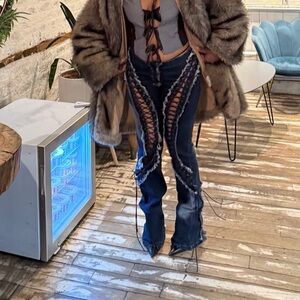 Matte Brand Tie Up Jeans